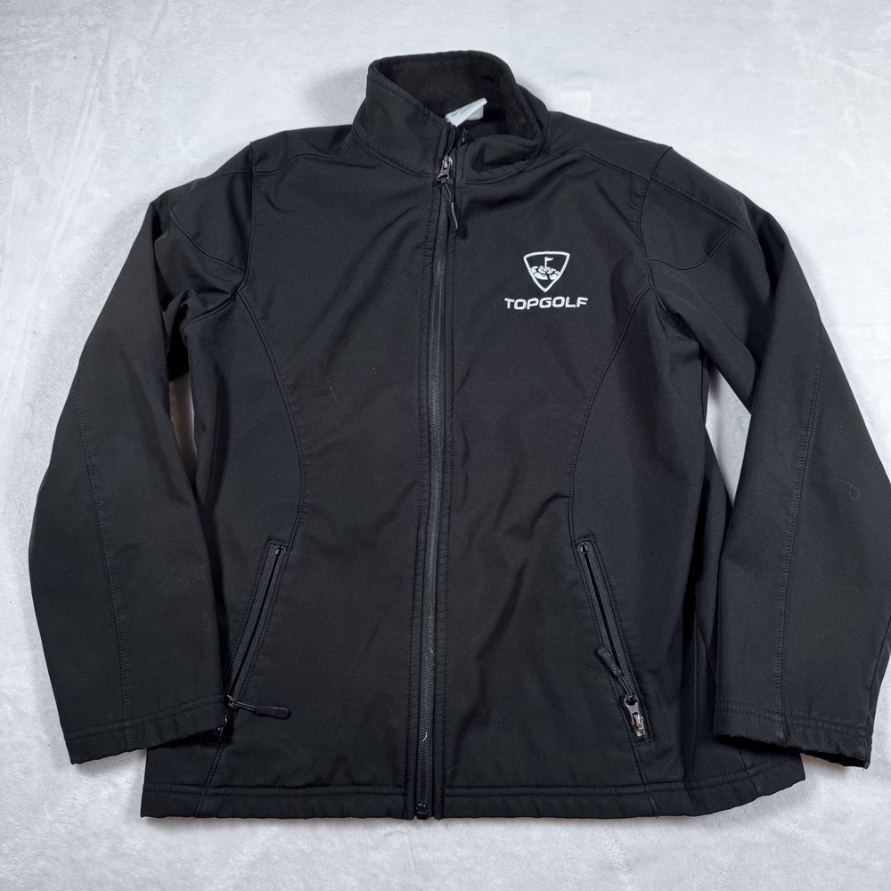 HPI Jacket Womens Medium Black‎ Softshell Topgolf Logo Full Zip Golf Outdoor